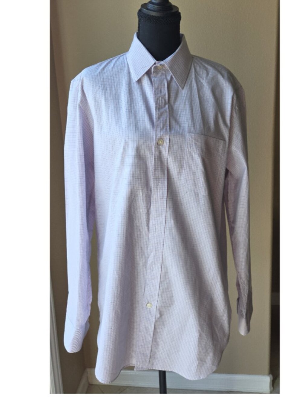 J. Crew Men’s Button-Down Shirt Pink Micro Check Long Sleeve Size 15 -15½ collar